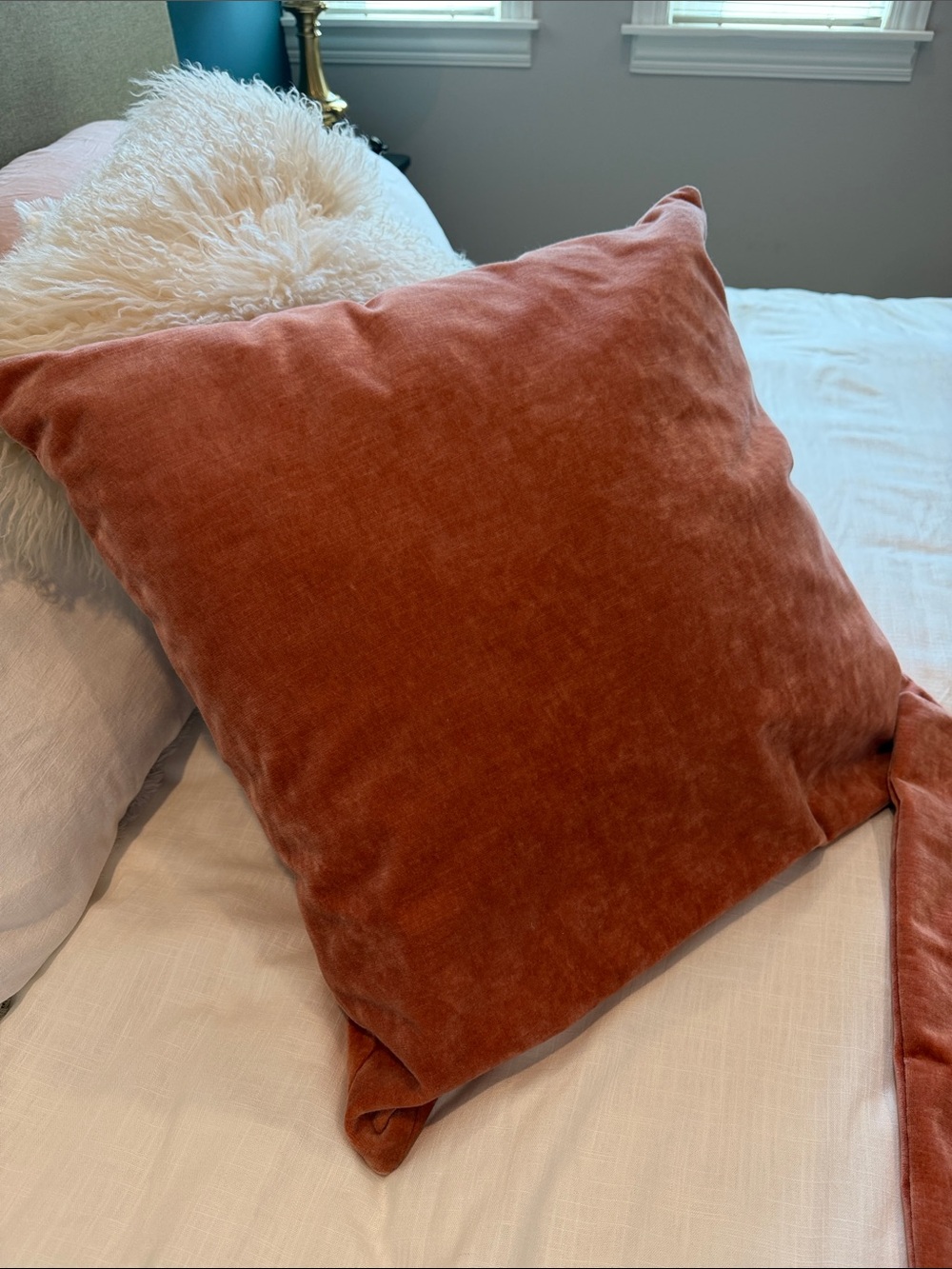 Salmon Velvet Euro Pillow cases